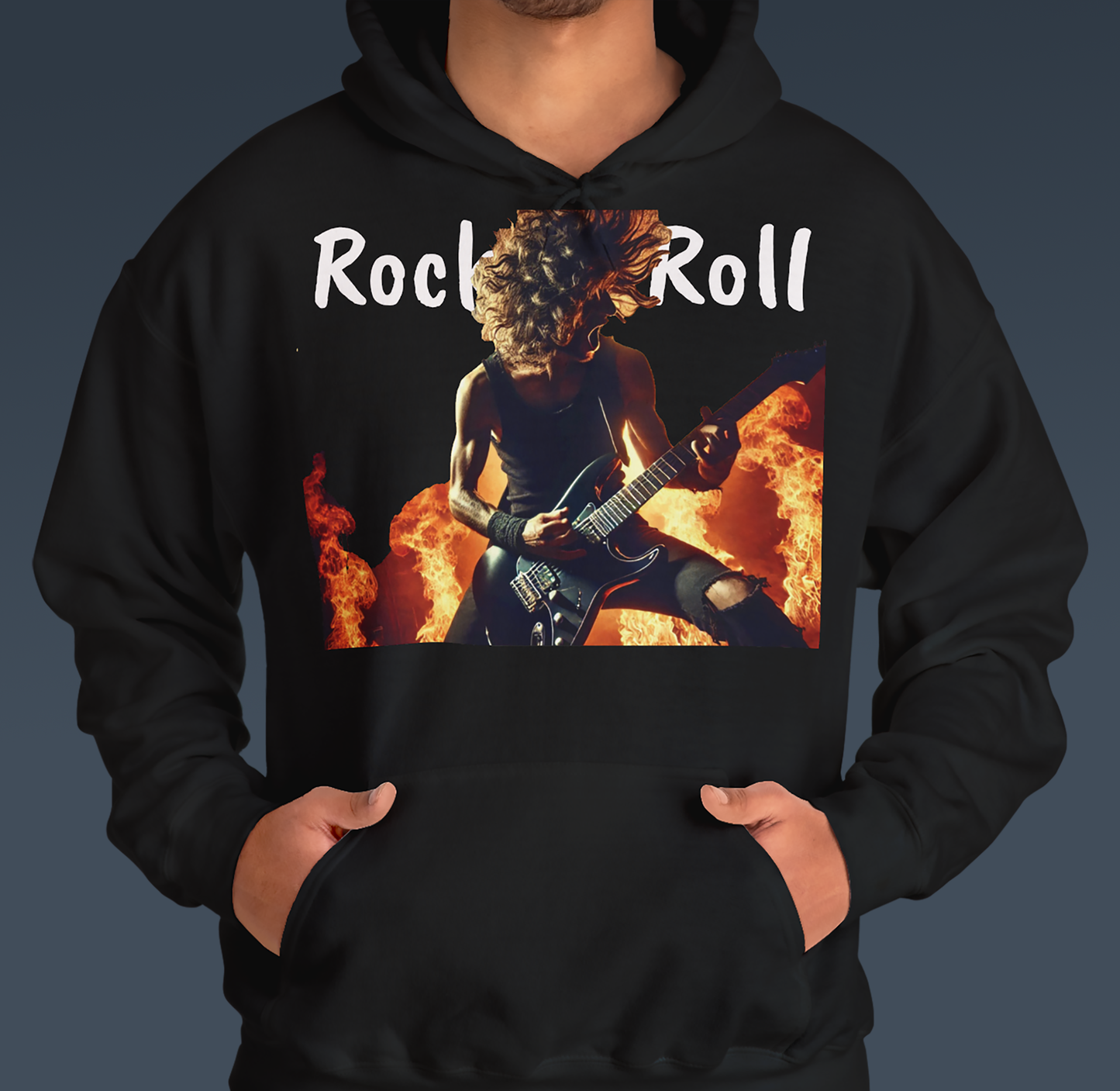Rock `n`Roll  Heavy Blend™ Hooded Sweatshirt, Men, Women, Rockers, School, Work, Drinking with Buddies, Outdoor, Indoor, Fun