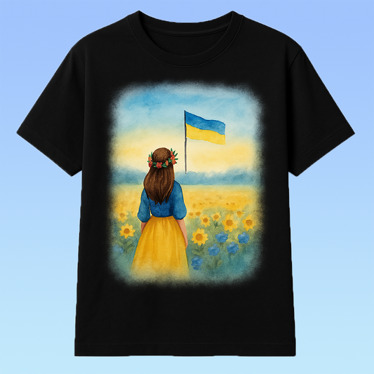 Україна, Ukraine – A girl gazing at the breathtaking beauty of her homeland Short Sleeve T- shirt