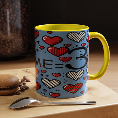 You + Me = 3 Mug, Valentine's Day gift, Love, anniversaries, birthdays, Accent Coffee Mug (11oz)