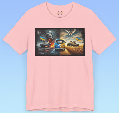 Ukraine- Україна Minibus and Tanks Unisex Short Sleeve T shirt