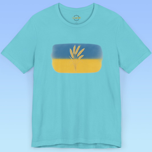 Україна, Ukraine- Ukrainian flag and wheat  Short Sleeve T- shirt
