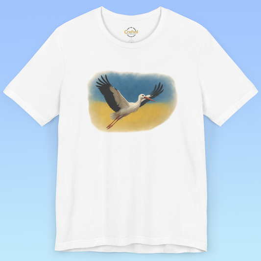 Україна, Ukraine- Ukrainian flag and a stork Short Sleeve T- shirt