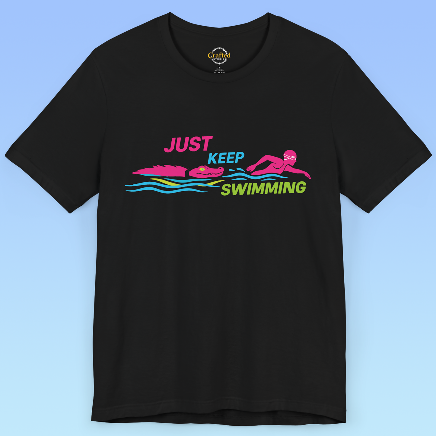 Just Keep Swimming – Humorous Women's Sports Short Sleeve T shirt