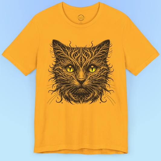 Black Cat With Yellow Eyes- Short Sleeve T- shirt