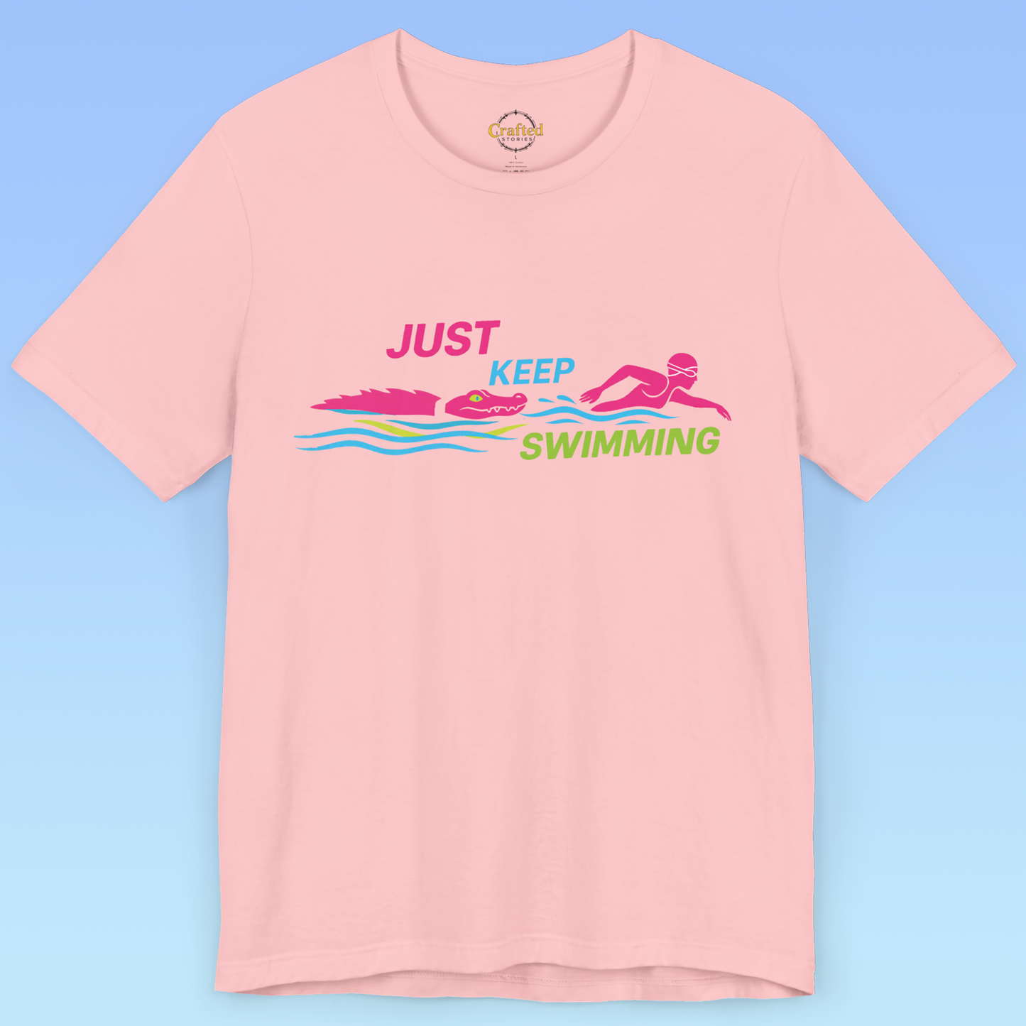 Just Keep Swimming – Humorous Women's Sports Short Sleeve T shirt