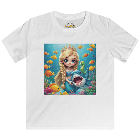 Girls' Sea Princess T-Shirt – Hugging a Shark Kids Softstyle Tee