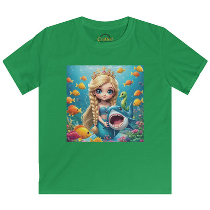 Girls' Sea Princess T-Shirt – Hugging a Shark Kids Softstyle Tee