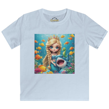Girls' Sea Princess T-Shirt – Hugging a Shark Kids Softstyle Tee