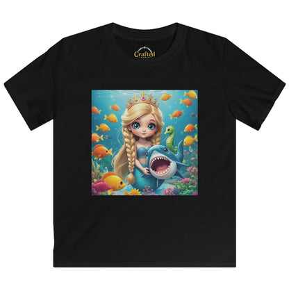 Girls' Sea Princess T-Shirt – Hugging a Shark Kids Softstyle Tee