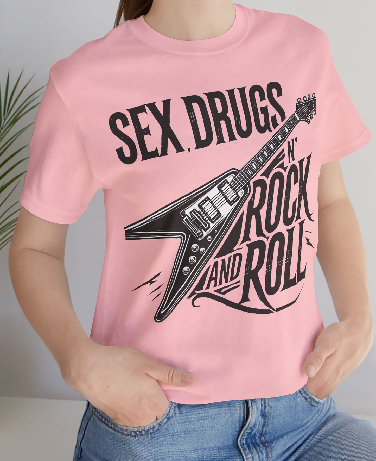 Sex, Drugs ‘n’ Rock & Roll T-Shirt, Unisex Jersey Rebel Short Sleeve T- Shirt
