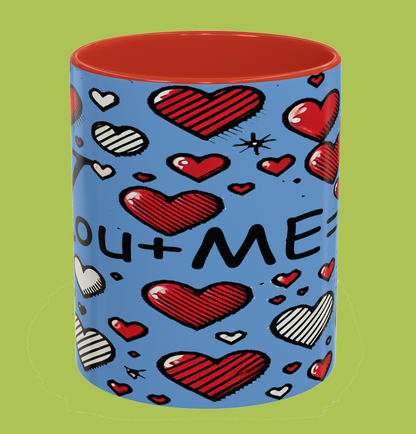 You + Me = 3 Mug, Valentine's Day gift, Love, anniversaries, birthdays, Accent Coffee Mug (11oz)