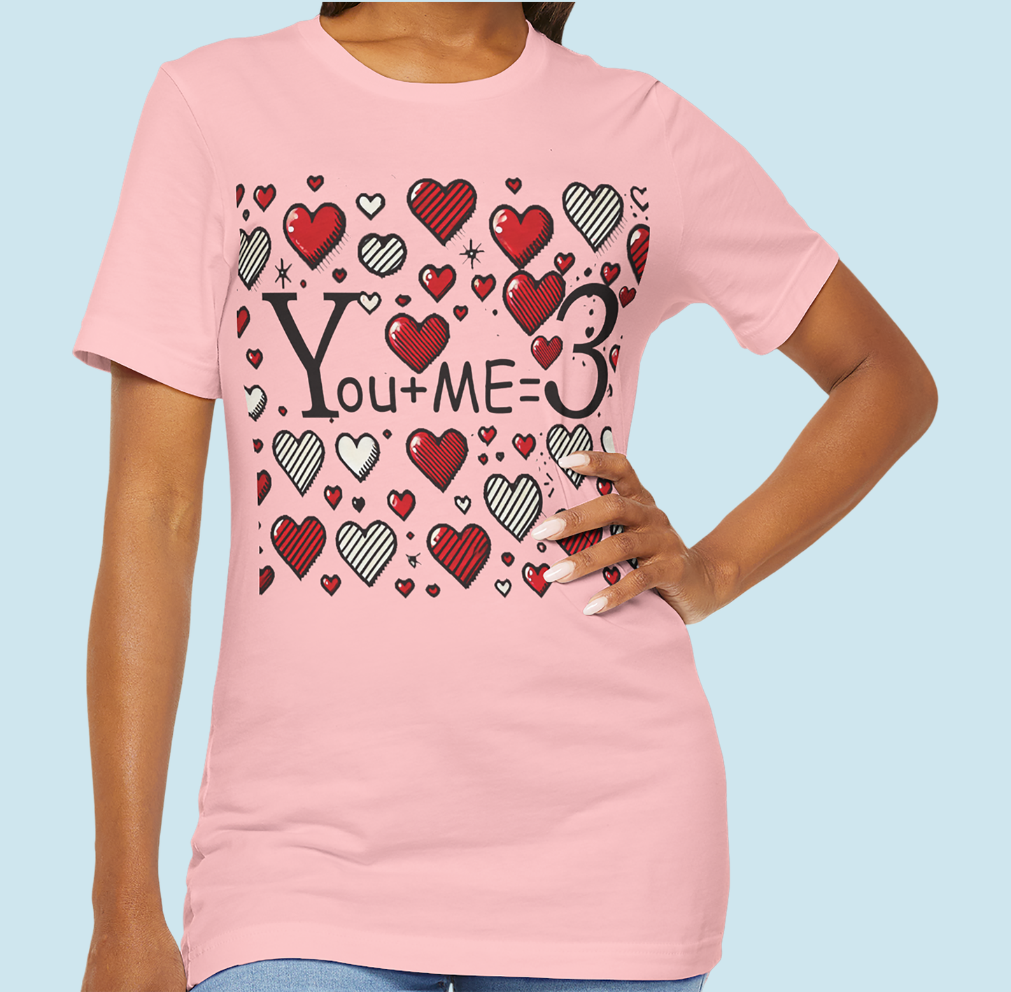 You + Me = 3 | Valentine's Day Special Tee Unisex Jersey Short Sleeve T- shirt
