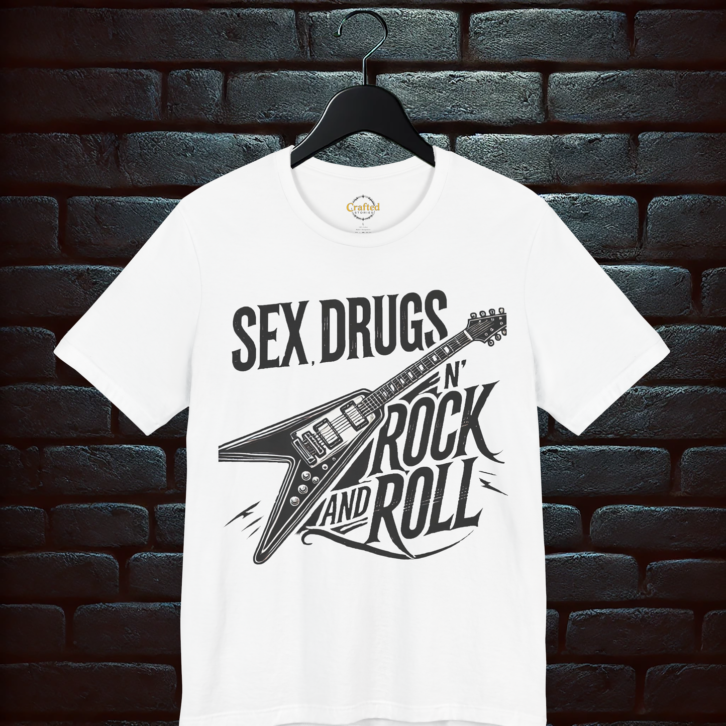 Sex, Drugs ‘n’ Rock & Roll T-Shirt, Unisex Jersey Rebel Short Sleeve T- Shirt